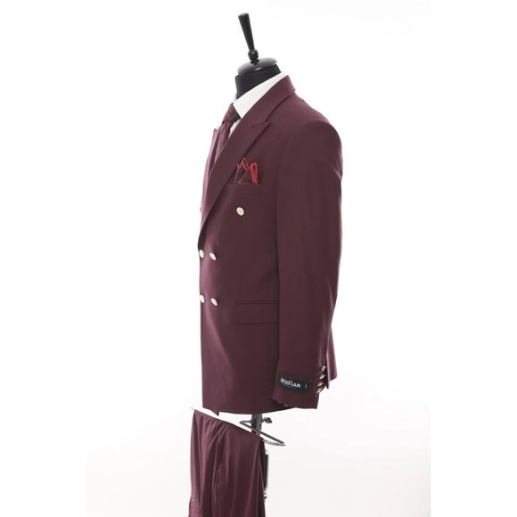 Derman Double Breasted Burgundy Royal Suit - Picture 3 of 5